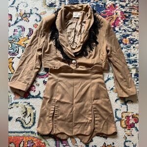 Fashion Brand Company Tan Fringe 2pc Skirt Suit